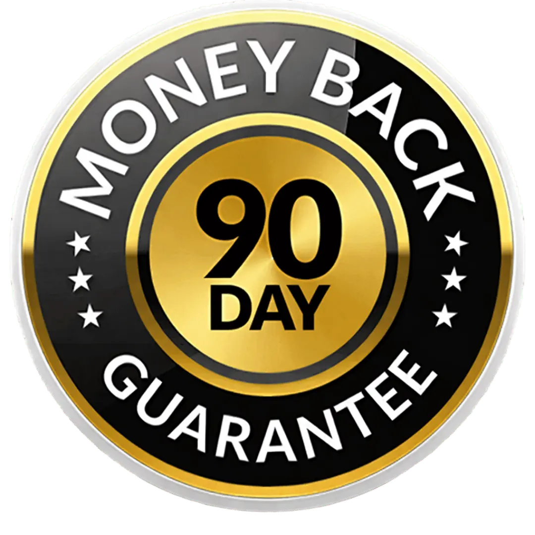 100% satisfaction 90-day money-back guarantee badge